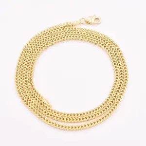 10K Yellow Gold 2MM Wheat Franco Box Chain Pendant Necklace