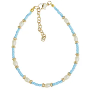 Beaches Pearl and Turq Anklet