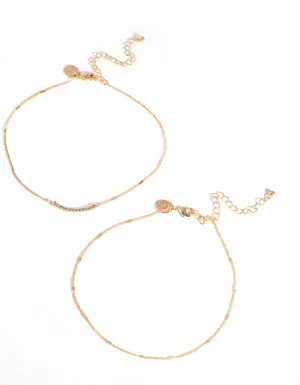 Gold Diamante Smile Choker Pack