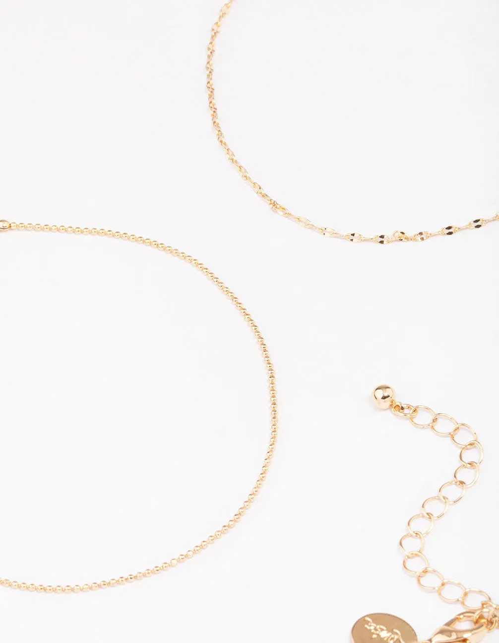 Gold Mixed Chain Anklet 4-Pack