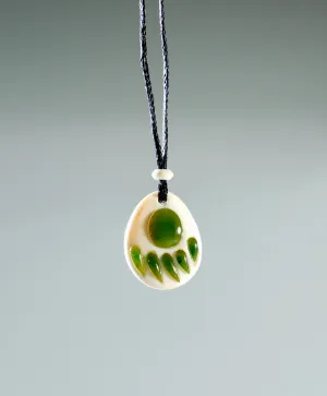 Jade Bear Paw on Bone Necklace #1153