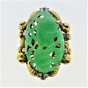 Jadeite Jade Diamond Gold Cocktail Ring