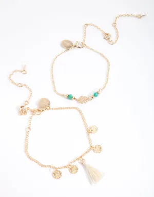 Kids Gold Tassel Paradise Bracelet Anklet Pack