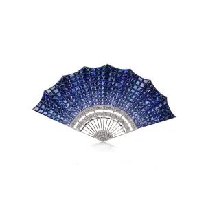 Oriental Blue Sapphire Fan Brooch