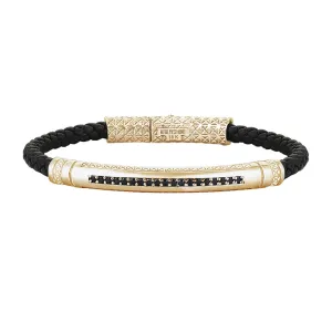 Signature Leather Bracelet - Solid Yellow Gold