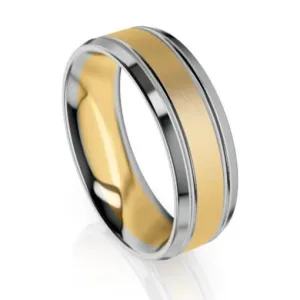 The Preston Two Tone Gold Edge Bevelled Wedding Ring