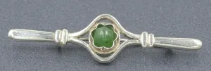 Vintage Sterling Silver Jade Brooch