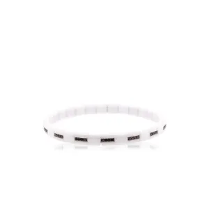 White Ceramic Black Diamond Bangle